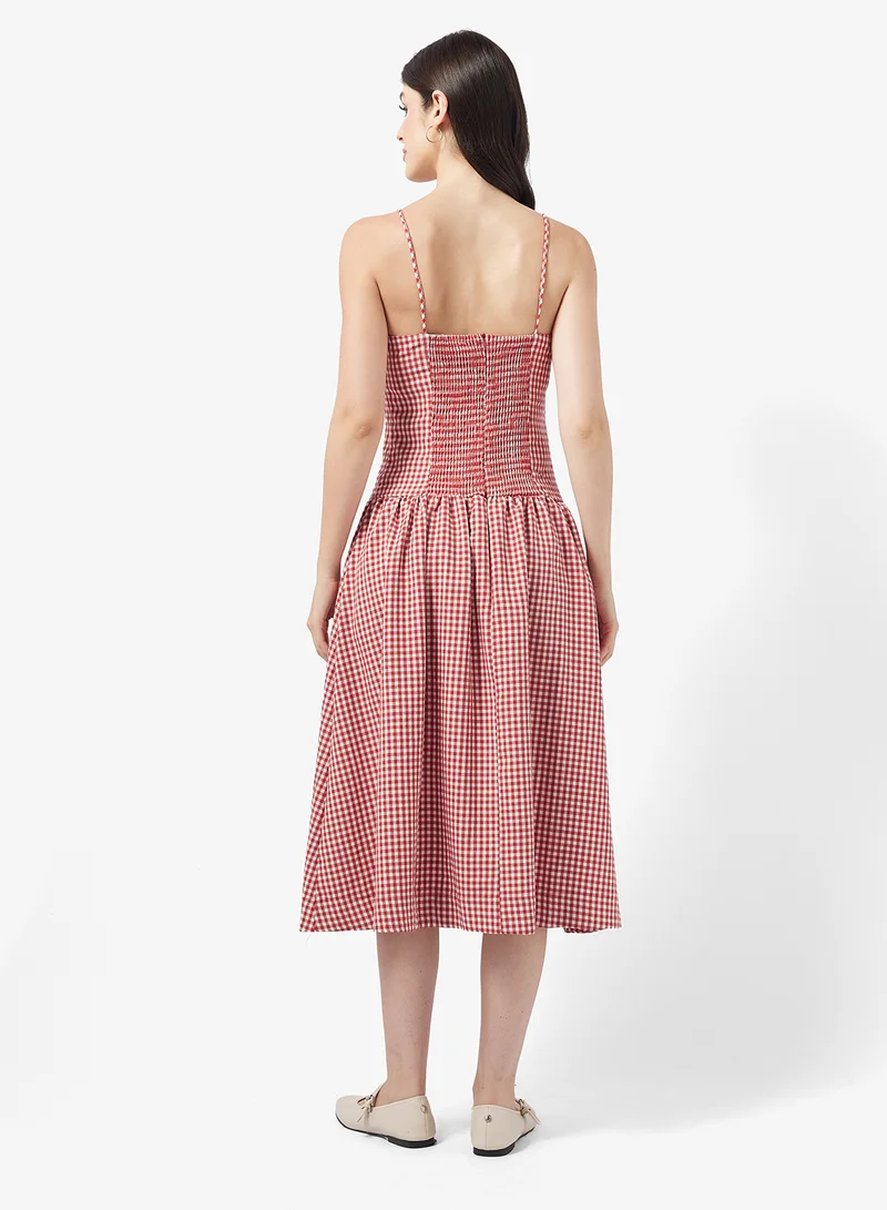 كولكتيف ذي لايبل فستان ميدي بياقة مربعة ورباط